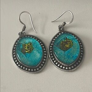 Dichroic Blue Glass .925 Earrings